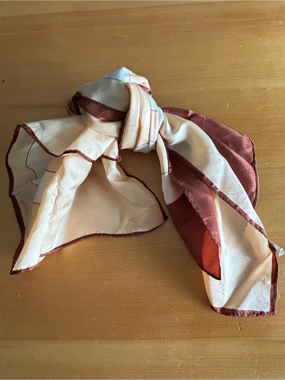 4 for $25- Vintage Silky Cream and Burgundy Scarf